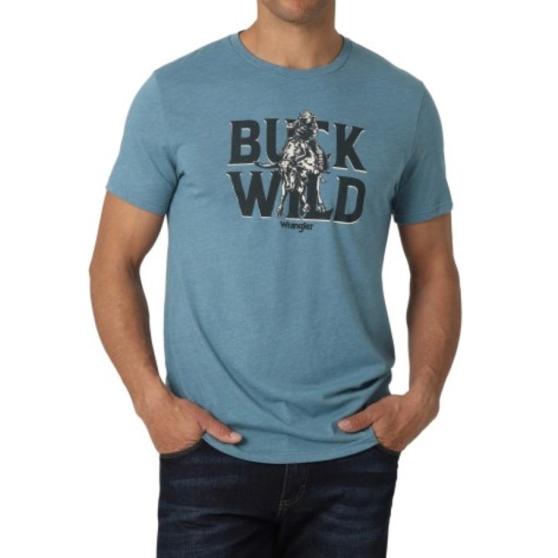 Wrangler Men’s Shirt Short Sleeve T Blue Buck Wild