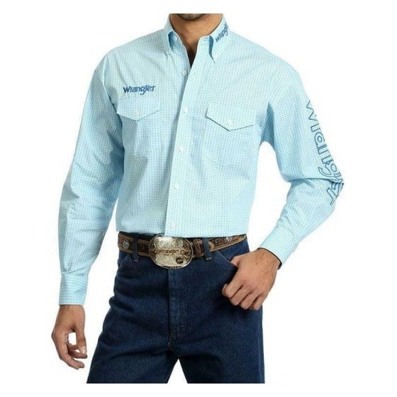 Wrangler Men’s Shirt Western Long Sleeve Logo