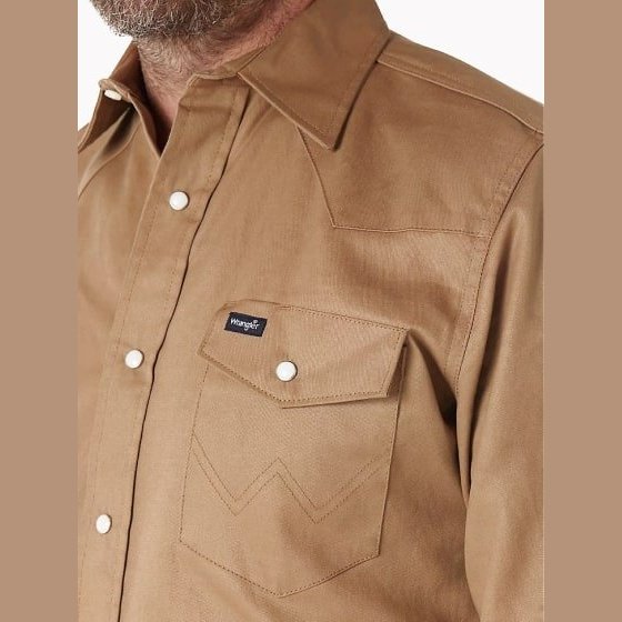 Wrangler Men’s Shirt Western Work Long Sleeves Snaps Firm Finish