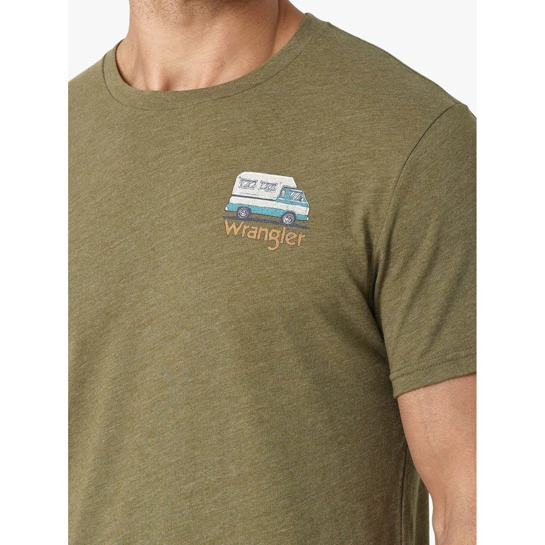 Wrangler Men’s T-Shirt Capulet Olive with Camper Graphic