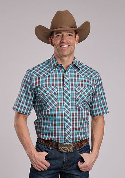 Roper Men's Short Sleeve Snap Shirt Plaid weis-western-wear