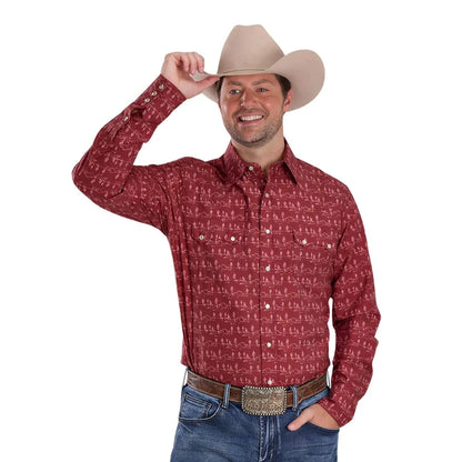 Roper Men's Long Sleeve Button Up Desert Stripe Print Shirt