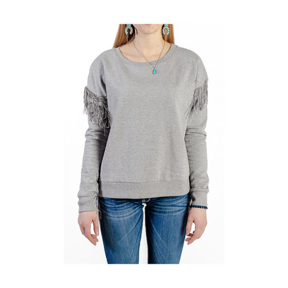 Roper Women's Heather Grey Fleece Long Sleeve Top
