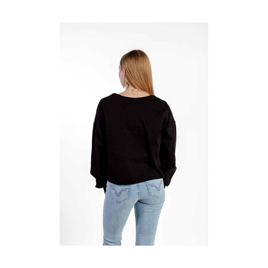 Roper Women's Black Fleece Crop Sweatshirt