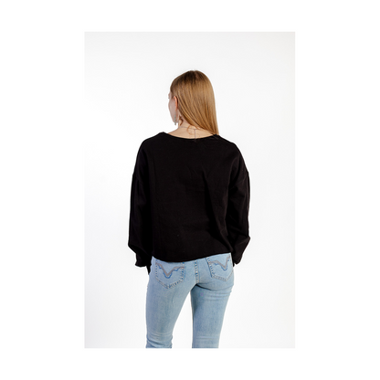 Roper Women's Black Fleece Crop Sweatshirt