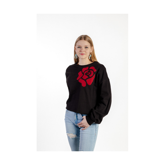 Roper Women's Black Fleece Crop Sweatshirt