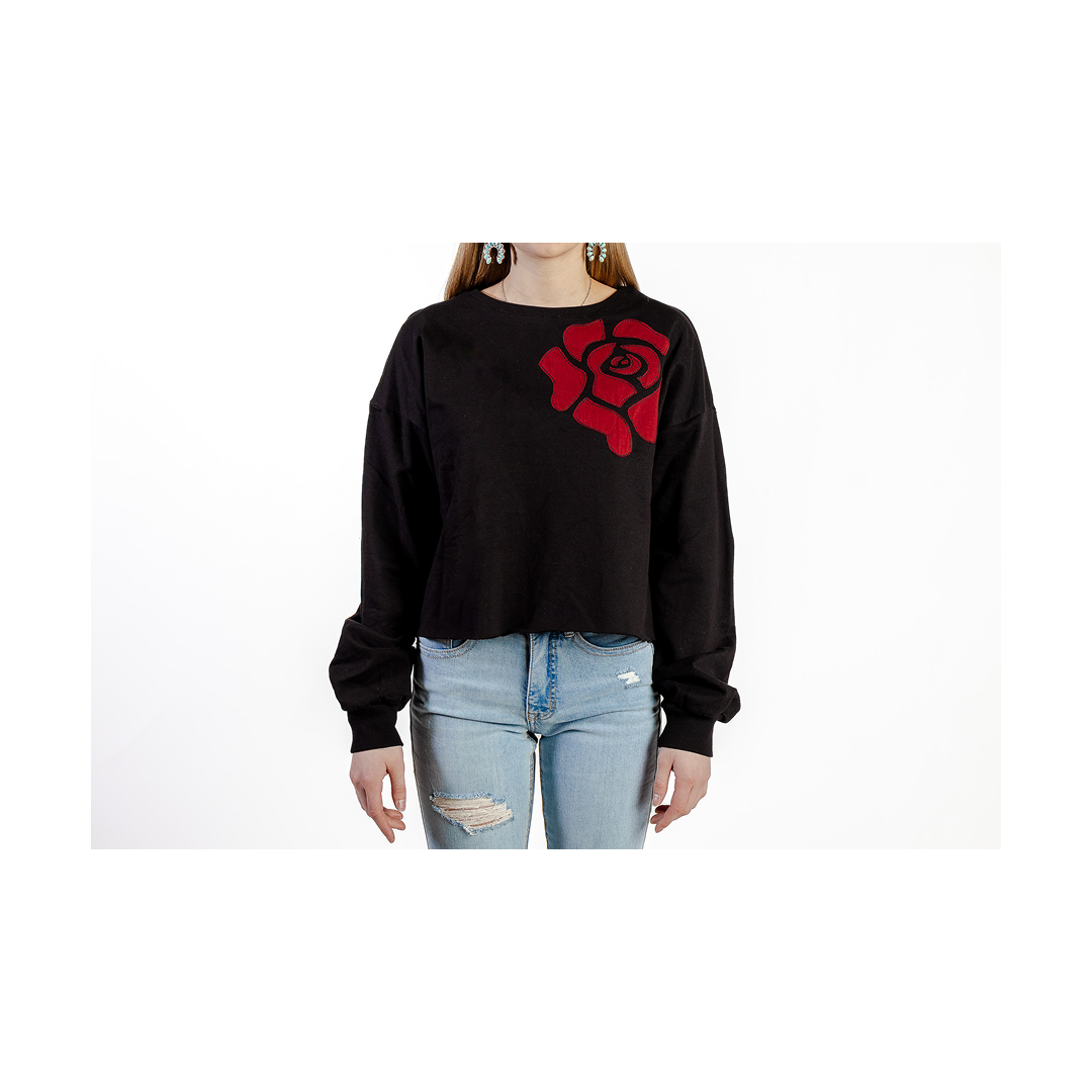 Roper Women's Black Fleece Crop Sweatshirt