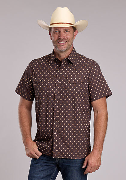 Roper Men's Short Sleeve Stretch Woven Shirt weis-western-wear