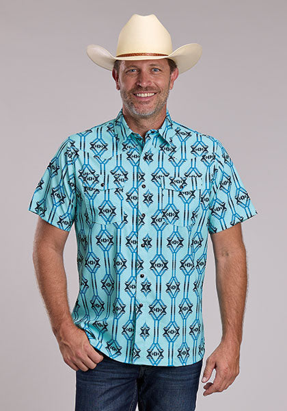 Roper Men's Woven Short Sleeve Aztec Print Shirt weis-western-wear