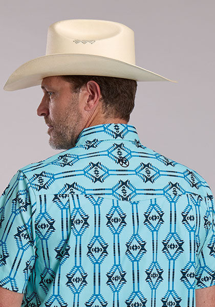 Roper Men's Woven Short Sleeve Aztec Print Shirt weis-western-wear