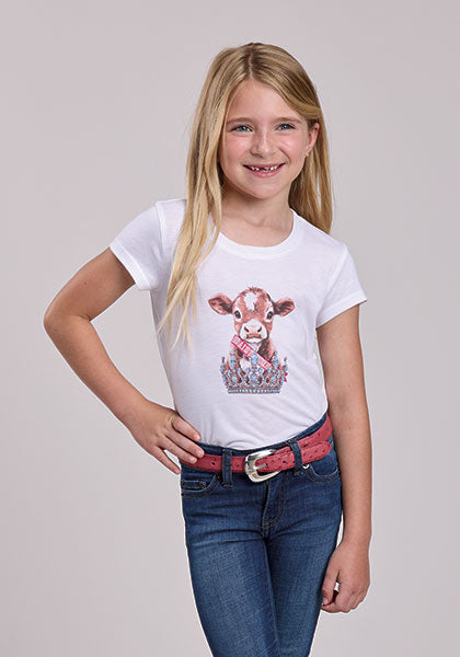Roper Girl's White Jersey Tee