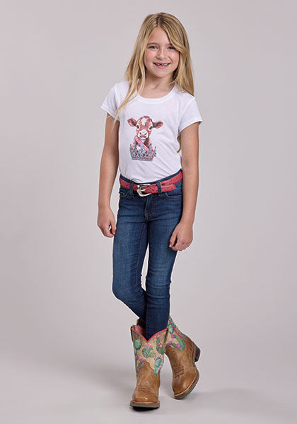 Roper Girl's White Jersey Tee