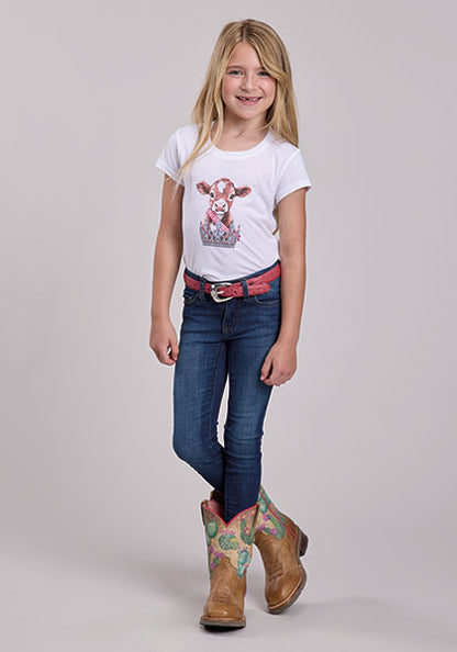 Roper Girl's White Jersey Tee