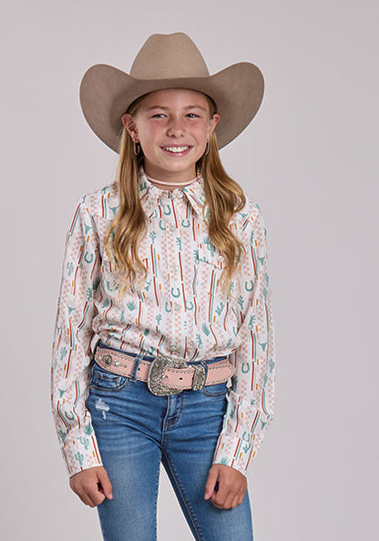 Roper Girl's Long Sleeve Printed Button Up weis-western-wear