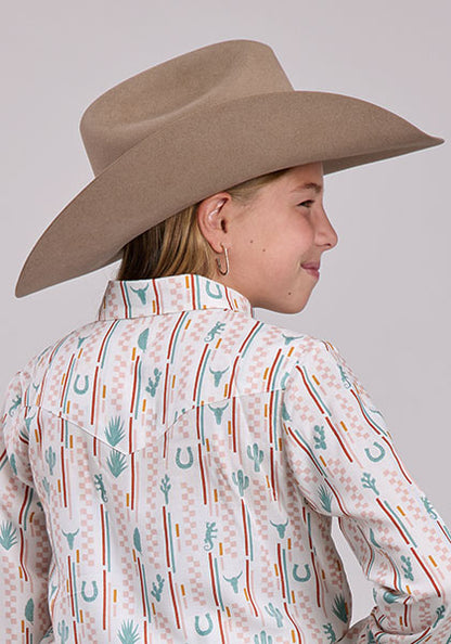 Roper Girl's Long Sleeve Printed Button Up weis-western-wear