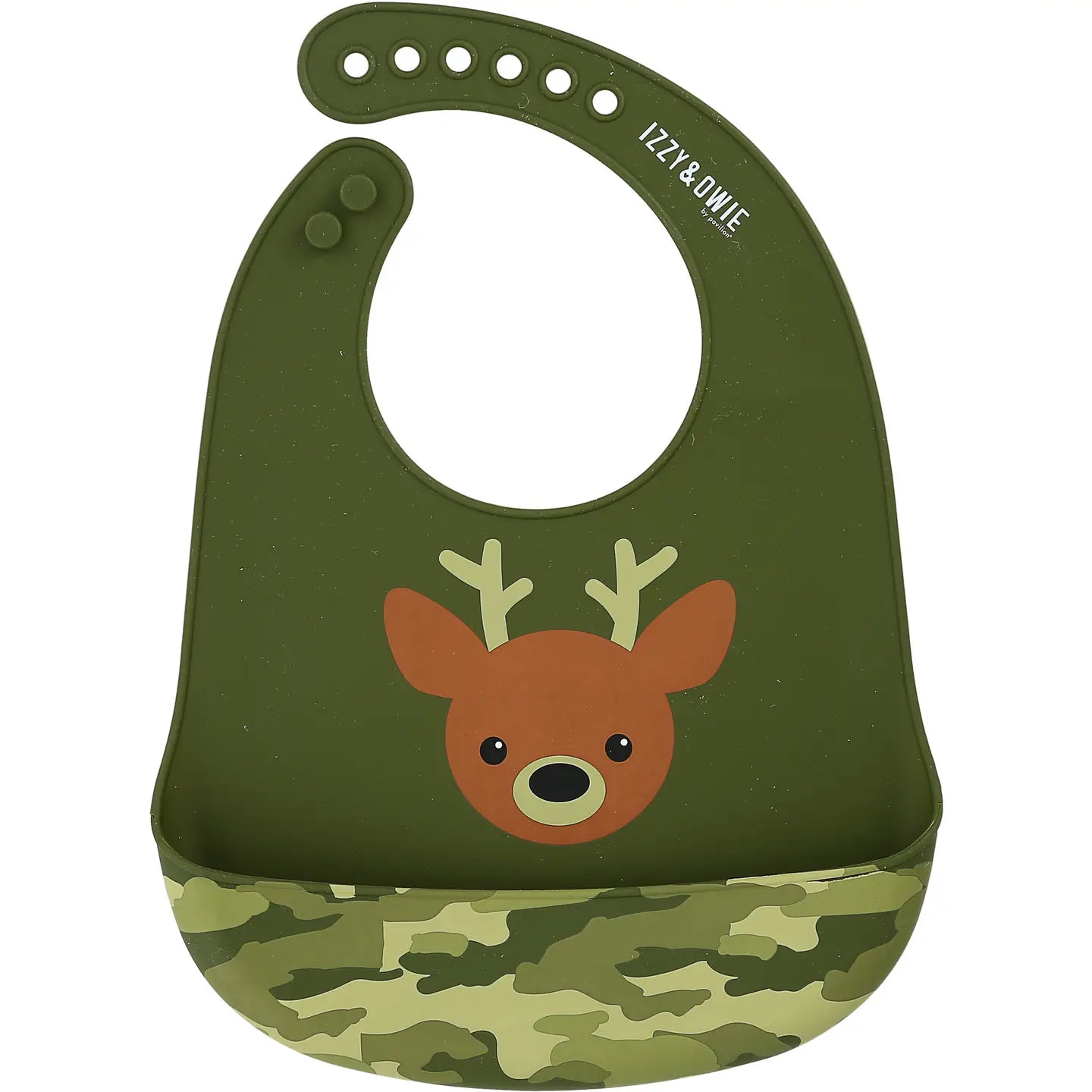 Pavilion Woodland Green Camo Deer - 12" Silicone Catch All Bib weis-western-wear