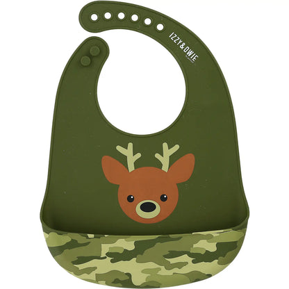 Pavilion Woodland Green Camo Deer - 12" Silicone Catch All Bib weis-western-wear