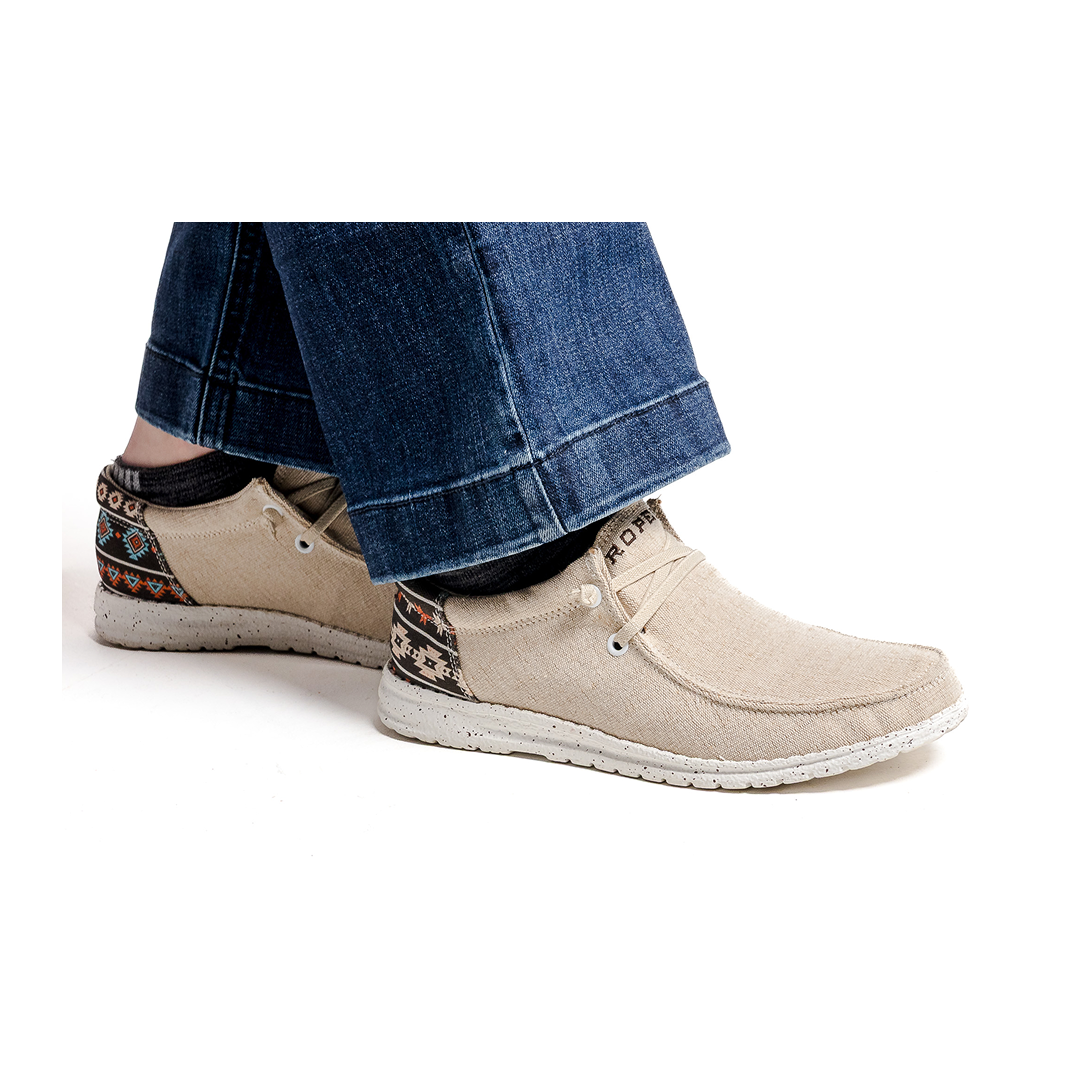 Roper Women’s Hang Loose Casual Shoes Slip On Canvas Aztec Accent