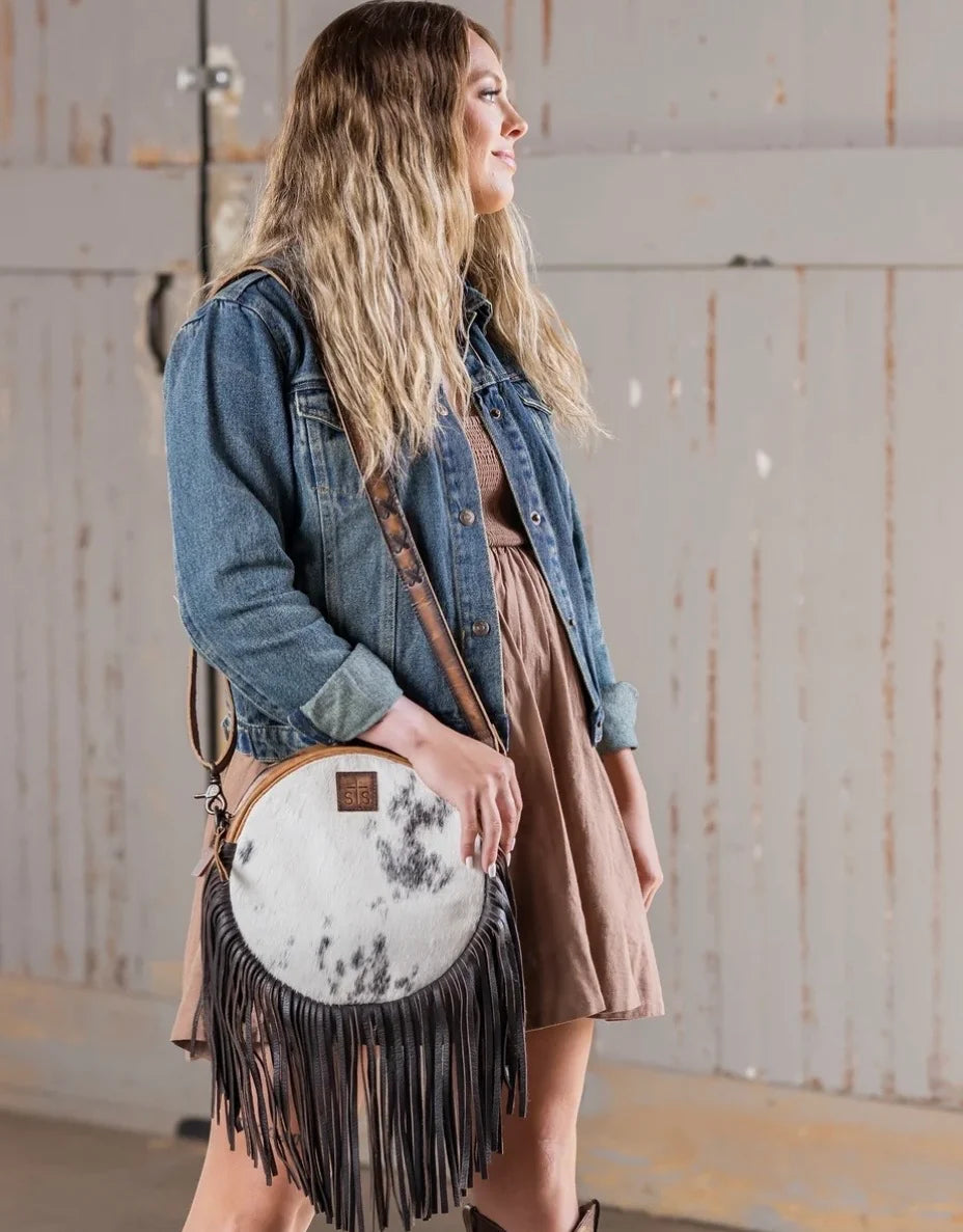 STS Ranchwear Guadalupe Cowhide Sage Circle Crossbody