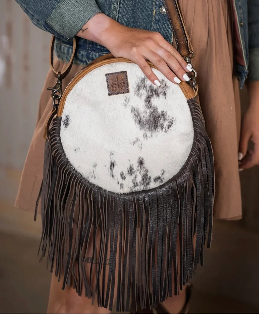 STS Ranchwear Guadalupe Cowhide Sage Circle Crossbody