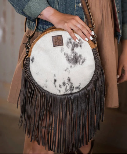 STS Ranchwear Guadalupe Cowhide Sage Circle Crossbody