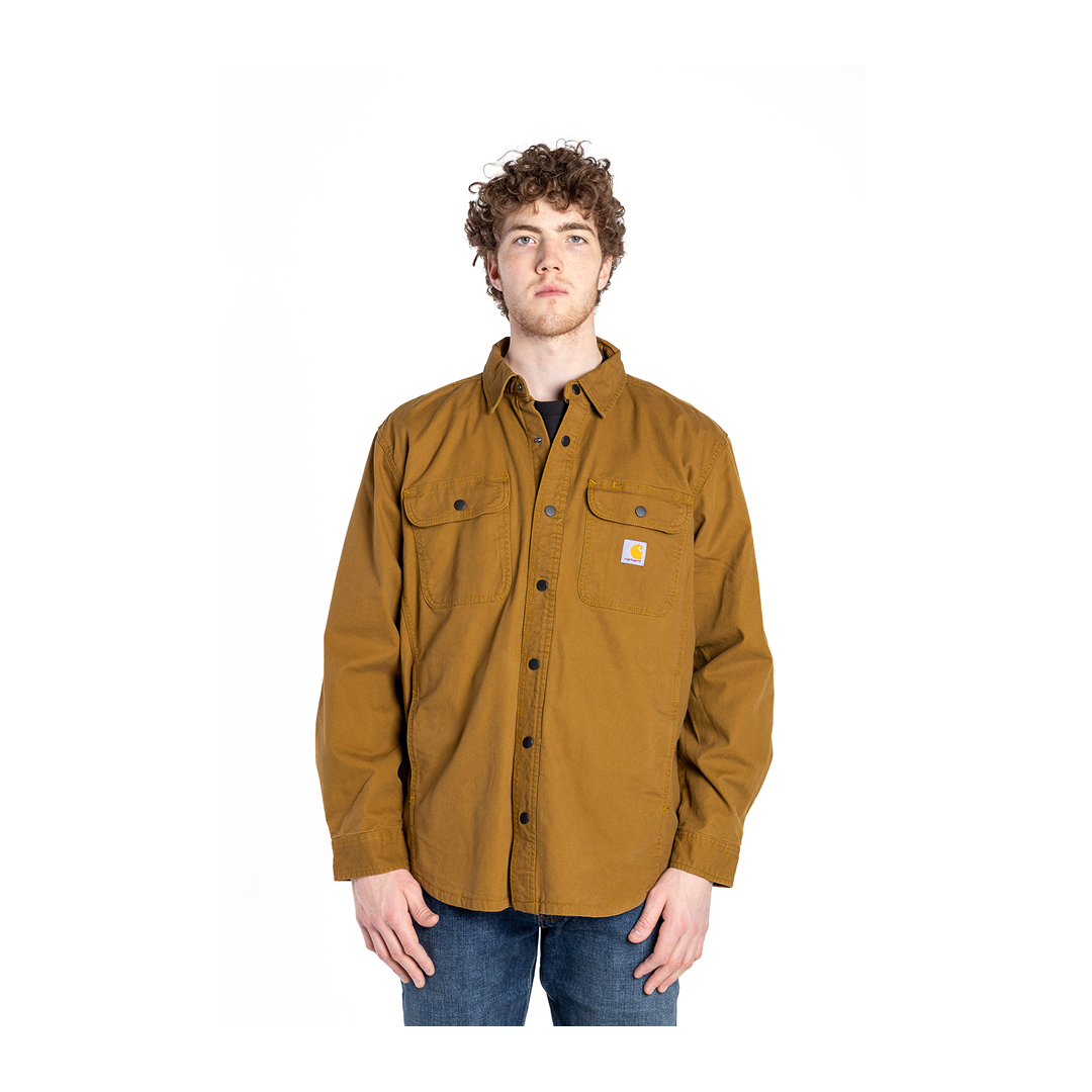 Carhartt Men’s Shirt Jacket Rugged Flex Relaxed Fit Canvas Fleece Lined