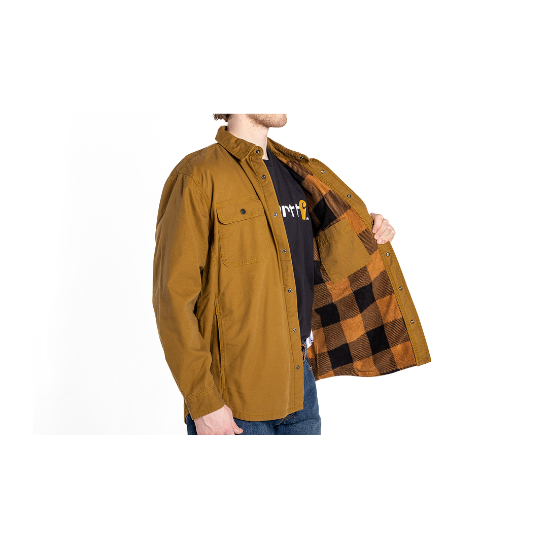 Carhartt Men’s Shirt Jacket Rugged Flex Relaxed Fit Canvas Fleece Lined