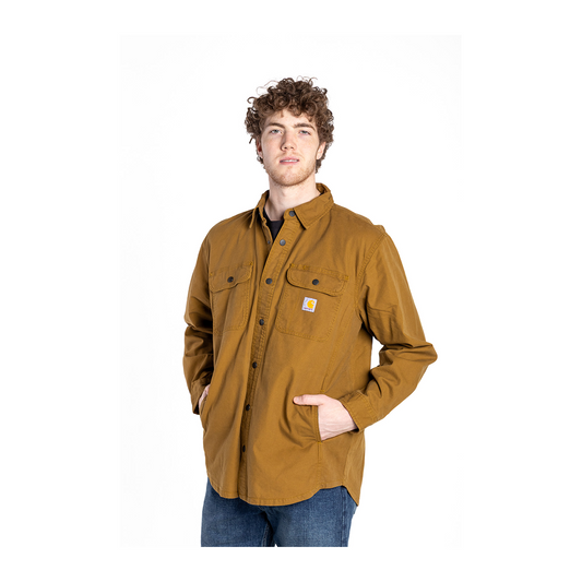 Carhartt Men’s Shirt Jacket Rugged Flex Relaxed Fit Canvas Fleece Lined