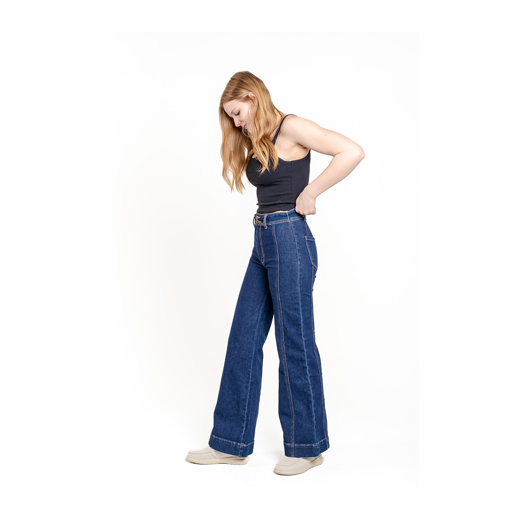 Stetson Women's High Waisted Side Stitched Wide Leg Jeans