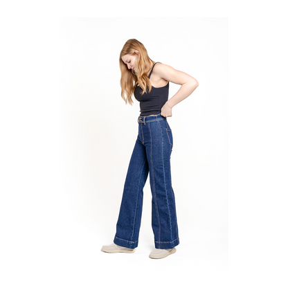 Stetson Women's High Waisted Side Stitched Wide Leg Jeans