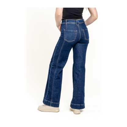 Stetson Women's High Waisted Side Stitched Wide Leg Jeans