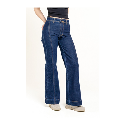 Stetson Women's High Waisted Side Stitched Wide Leg Jeans