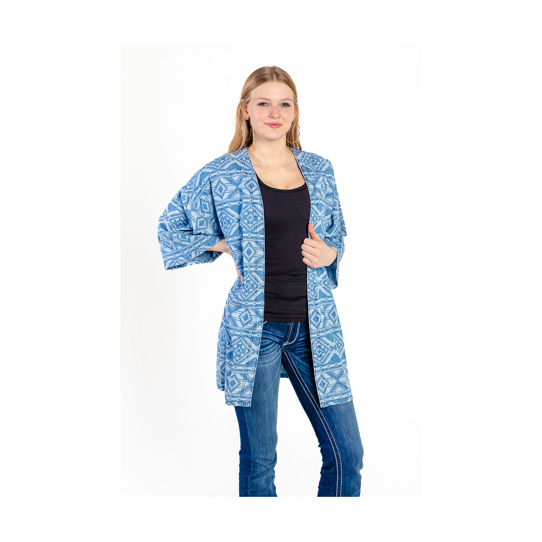 Wrangler Women's Geometric Denim Kimono - CLEARANCE