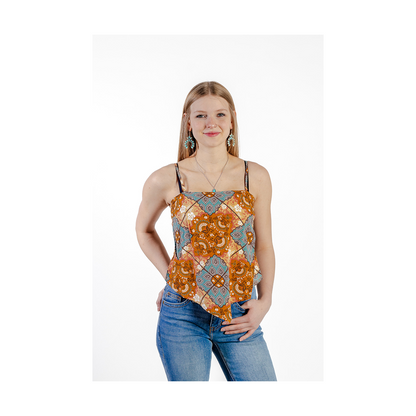 Wrangler Women's Vintage Bandana Tank Top Brown