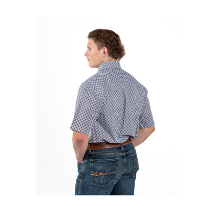 Wrangler Men's George Strait Collection One Pocket Short Sleeve Shirt Grey