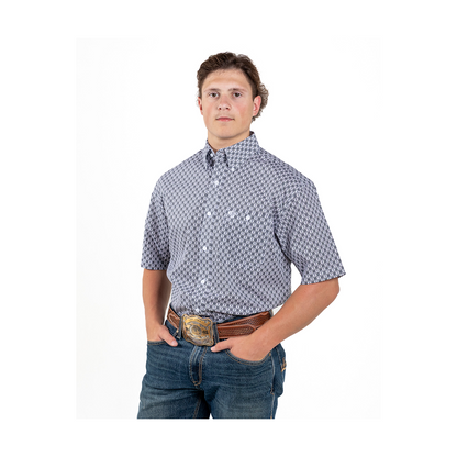 Wrangler Men's George Strait Collection One Pocket Short Sleeve Shirt Grey