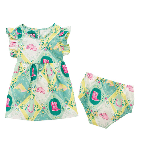 WRANGLER BABY GIRL DRESS GREEN PRINT weis-western-wear