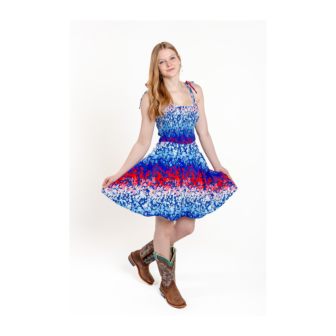 Wrangler Women's Wrangler Retro Americana Tie Smocked Dress Blue