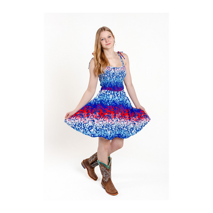 Wrangler Women's Wrangler Retro Americana Tie Smocked Dress Blue