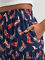 Women's Wrangler Printed Tiered Maxi Skirt in Navy Blue weis-western-wear