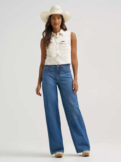 Wrangler Women's Sleeveless Denim Snap Shirt weis-western-wear