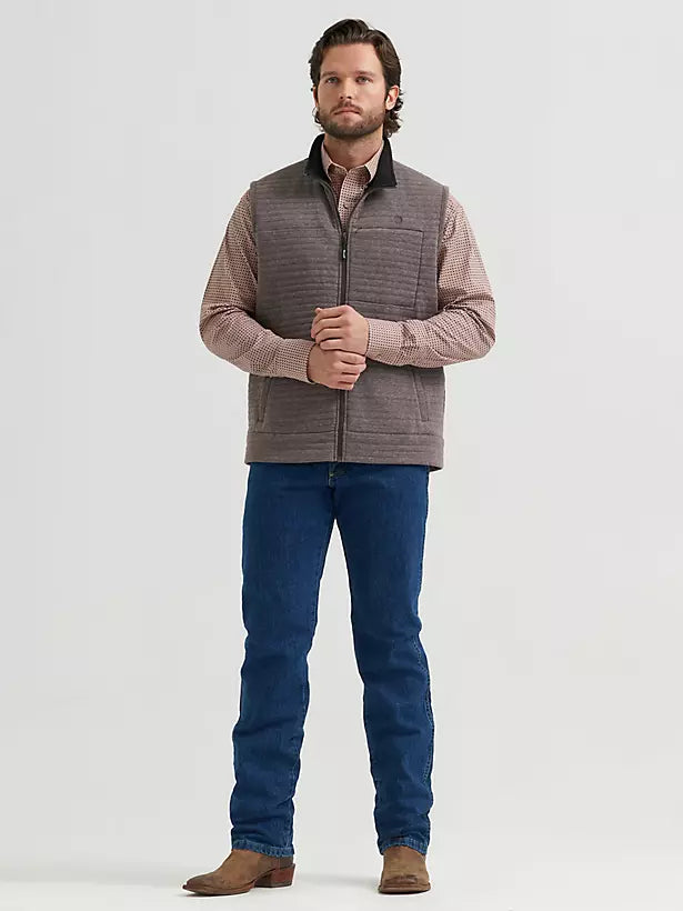 Wrangler Men's George Strait Knit Full Zip Pullover - Brown