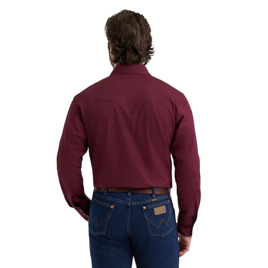 Men's Wrangler Western Classic Fit Burgundy Button Down 112382003