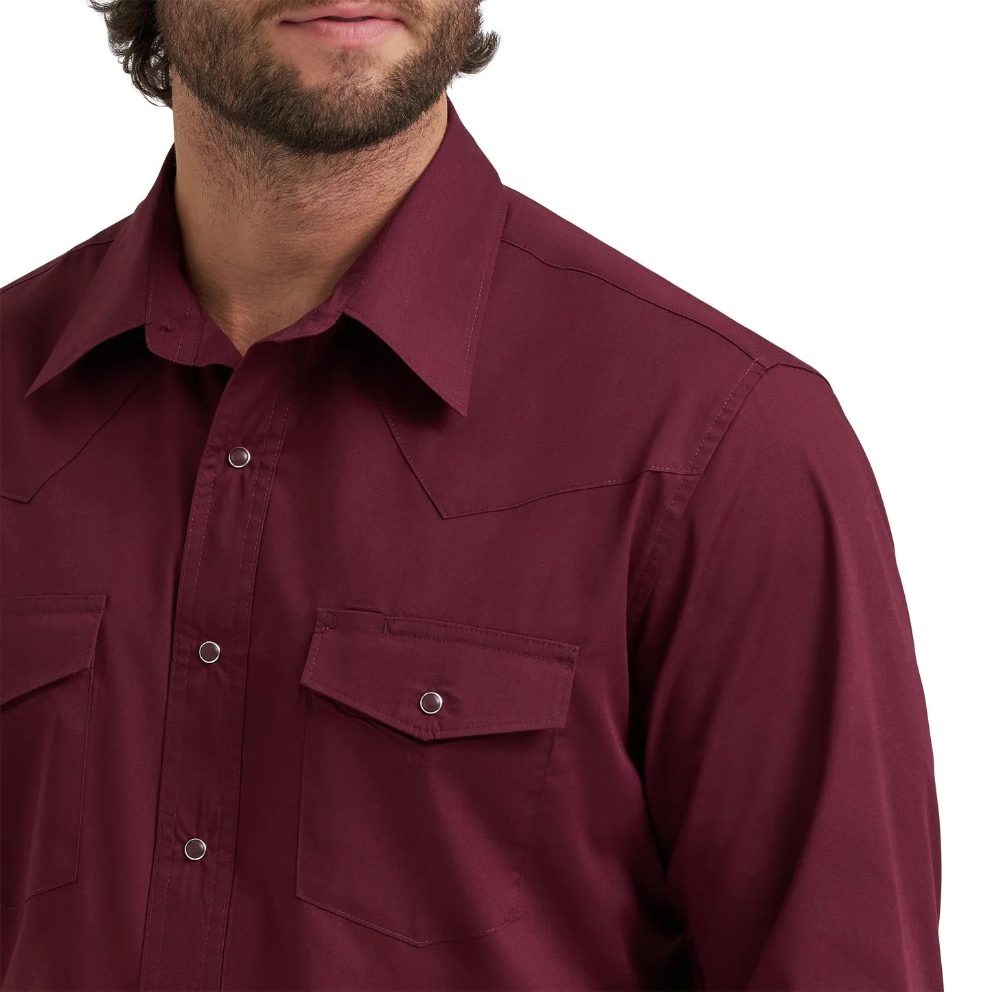 Men's Wrangler Western Classic Fit Burgundy Button Down 112382003