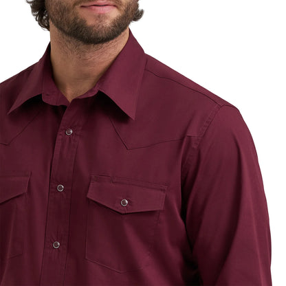 Men's Wrangler Western Classic Fit Burgundy Button Down 112382003