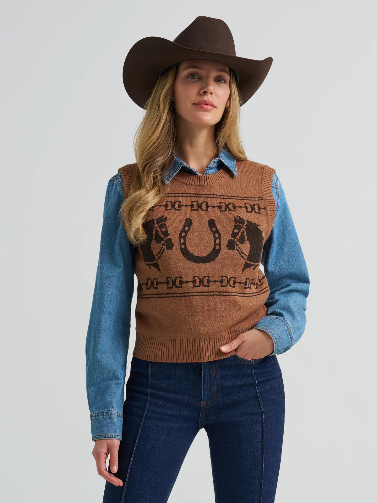 Wrangler Retro® Americana Sweater Vest - Brown