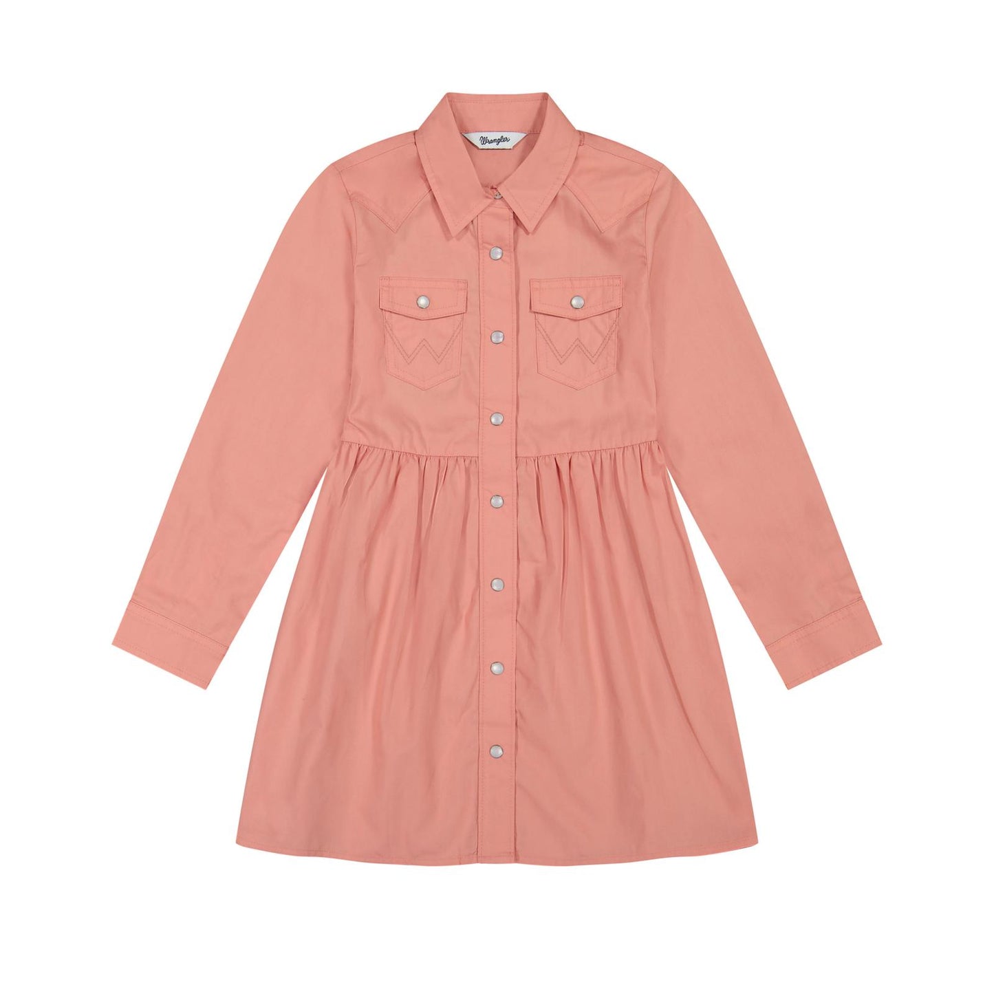 Wrangler Girls Long Sleeve Snap Dress - Pink