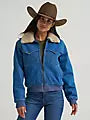 Wrangler Women's Denim Sherpa-Lined Bomber Jacket