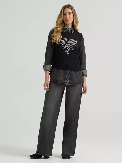 Wrangler Women's Western Stitch Sweater Vest