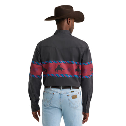 Wrangler Men's Vintage Inspired Black Border Print Brushpopper